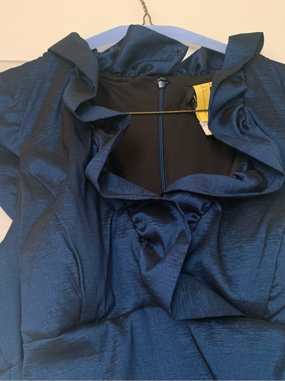 Xscape Navy Ruffle-Detail Ruched Midi Dress - Picture 3 of 10